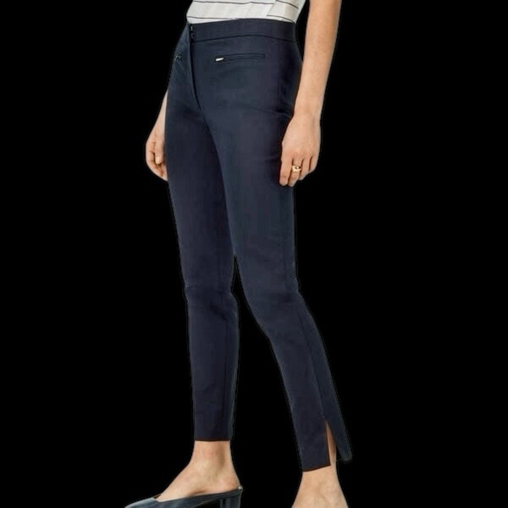 Club Monaco ‘Aveena’ Polished Zip-Pocket Side-Slit Pant in “Aviator Navy” Size 2
